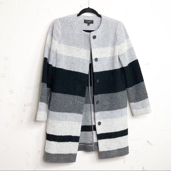 TALBOTS petites boiled wool striped coat - Picture 8 of 13